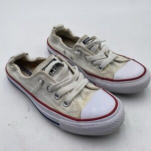 Converse Shoreline Women's Size 6 White Red Slip On Cleaned Allstar Chuck Taylor